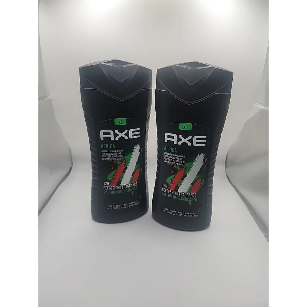 2 Axe Body Wash Africa Sandalwood Scent 3 In 1 Body Face  400 ml 13.5oz